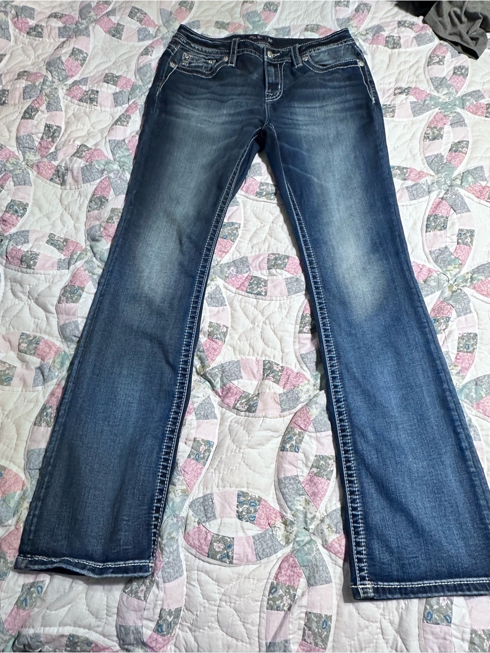 Miss Me M3849B Embellished Bootcut Jeans - Size 30 US Flag Pocket